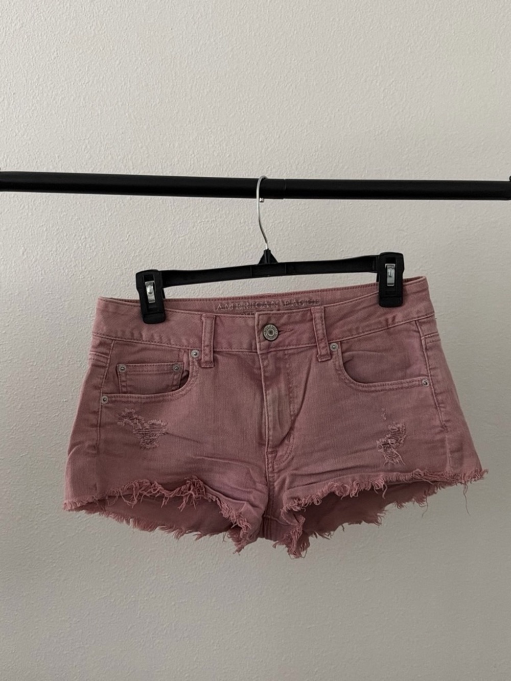 American Eagle Outfitters Mauve Pink Frayed Denim Shorts